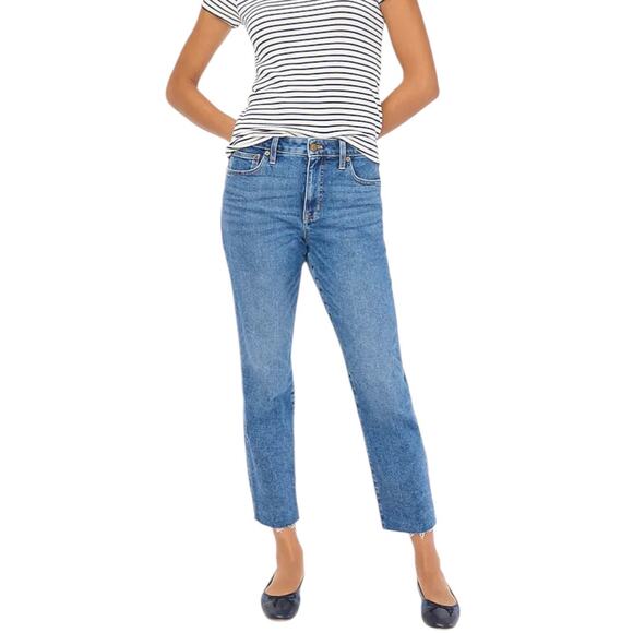 crew curvy essential straight jean all-day stretch blue wash